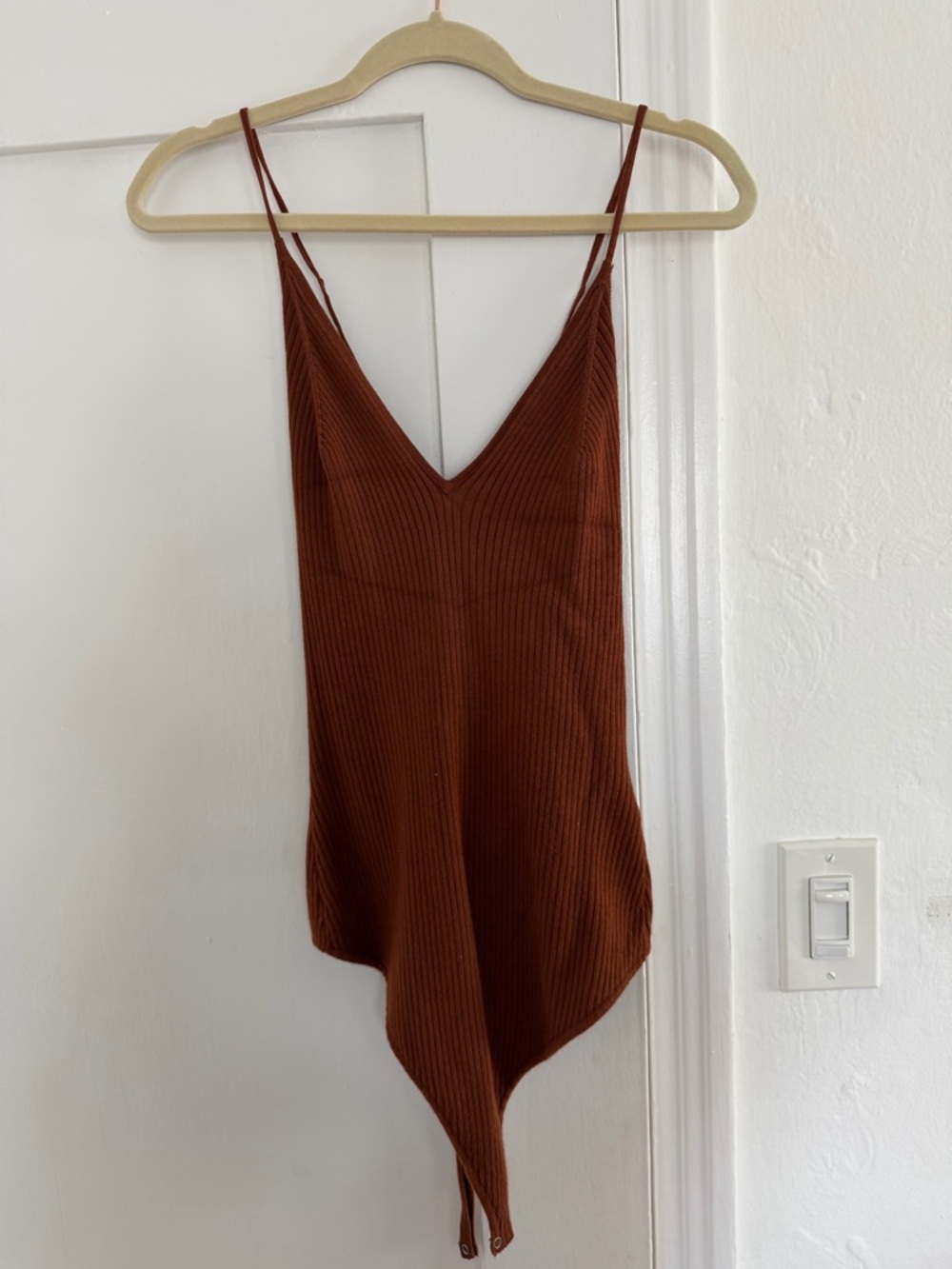 Abercrombie & Fitch Rust Ribbed Knit Bodysuit